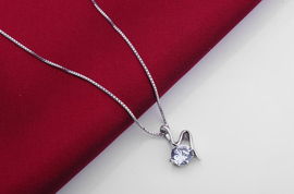 DT220381艾她纯银镶钻镀白金吊坠项链 厂家直供的高品质珠宝首饰热销款